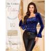 imageHomRain Womens Long Sleeve Sequin Velvet Tops Boat Neck Sparkly Party Blouse Evening Holiday Shiny Casual ShirtsNavy