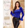 imageHomRain Womens Long Sleeve Sequin Velvet Tops Boat Neck Sparkly Party Blouse Evening Holiday Shiny Casual ShirtsRoyalblue