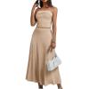 imageHomRain Womens 2 Piece Skirt SetsTube Top Maxi Skirt Sets 2 Piece Outfits for Wedding Formal CausalApricot