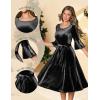 imageHomRain Womens Long Sleeve Velvet Midi Dresses for Wedding Guest Church Formal Winter Christmas Cocktail PartyVelvetblack