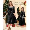 imageHomRain Womens Long Sleeve Velvet Midi Dresses for Wedding Guest Church Formal Winter Christmas Cocktail PartyVelvetblack