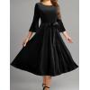 imageHomRain Womens Long Sleeve Velvet Midi Dresses for Wedding Guest Church Formal Winter Christmas Cocktail PartyVelvetblack