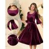imageHomRain Womens Long Sleeve Velvet Midi Dresses for Wedding Guest Church Formal Winter Christmas Cocktail PartyVelvetburgundy