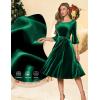 imageHomRain Womens Long Sleeve Velvet Midi Dresses for Wedding Guest Church Formal Winter Christmas Cocktail PartyVelvetdarkgreen