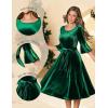imageHomRain Womens Long Sleeve Velvet Midi Dresses for Wedding Guest Church Formal Winter Christmas Cocktail PartyVelvetdarkgreen