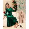 imageHomRain Womens Long Sleeve Velvet Midi Dresses for Wedding Guest Church Formal Winter Christmas Cocktail PartyVelvetdarkgreen