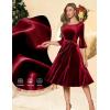 imageHomRain Womens Long Sleeve Velvet Midi Dresses for Wedding Guest Church Formal Winter Christmas Cocktail PartyVelvetdarkred