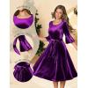 imageHomRain Womens Long Sleeve Velvet Midi Dresses for Wedding Guest Church Formal Winter Christmas Cocktail PartyVelvetgrape