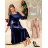 imageHomRain Womens Long Sleeve Velvet Midi Dresses for Wedding Guest Church Formal Winter Christmas Cocktail PartyVelvetnavy
