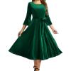 imageHomRain Womens Long Sleeve Velvet Midi Dresses for Wedding Guest Church Formal Winter Christmas Cocktail PartyVelvetdarkgreen