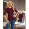 imageHomRain Womens Ruffle 34 Sleeve Sparkle Top Blouses Casual Shirts Crew Neck Glitter Night Out Tops for Elegant EveningBurgundy