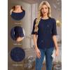 imageHomRain Womens Ruffle 34 Sleeve Sparkle Top Blouses Casual Shirts Crew Neck Glitter Night Out Tops for Elegant EveningNavy