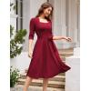 imageHomRain Womens Cocktail Formal Dresses Elegant Wedding Guest ALine Graduation Tea Party Modest Church DressBurgundy