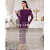 imageHomRain Womens Sequin Mesh Maxi Dress Long Sleeve Bodycon Dresses for Fall Party Holiday Club OutfitPurple