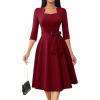 imageHomRain Womens Cocktail Formal Dresses Elegant Wedding Guest ALine Graduation Tea Party Modest Church DressBurgundy