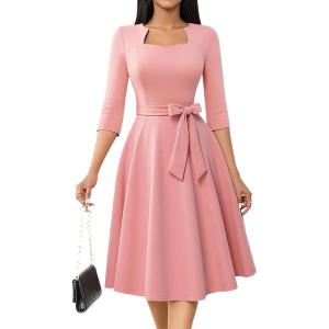 imageHomRain Womens Cocktail Formal Dresses Elegant Wedding Guest ALine Graduation Tea Party Modest Church DressBlush