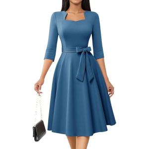 imageHomRain Womens Cocktail Formal Dresses Elegant Wedding Guest ALine Graduation Tea Party Modest Church DressGreyblue