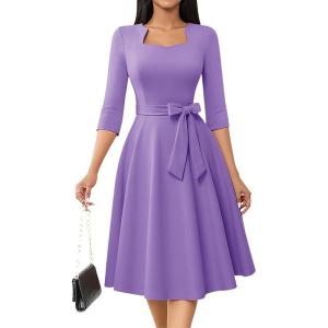 imageHomRain Womens Cocktail Formal Dresses Elegant Wedding Guest ALine Graduation Tea Party Modest Church DressLavender