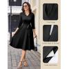 imageHomRain Elegant Long Sleeve Church Dress for Women VNeck ALine Swing Cocktail Causal Dress with PocketsBlack