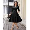 imageHomRain Elegant Long Sleeve Church Dress for Women VNeck ALine Swing Cocktail Causal Dress with PocketsBlack