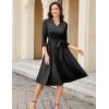 imageHomRain Elegant Long Sleeve Church Dress for Women VNeck ALine Swing Cocktail Causal Dress with PocketsBlack