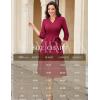 imageHomRain Elegant Long Sleeve Church Dress for Women VNeck ALine Swing Cocktail Causal Dress with PocketsBurgundy