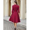 imageHomRain Elegant Long Sleeve Church Dress for Women VNeck ALine Swing Cocktail Causal Dress with PocketsBurgundy