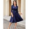 imageHomRain Elegant Long Sleeve Church Dress for Women VNeck ALine Swing Cocktail Causal Dress with PocketsNavy