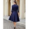 imageHomRain Elegant Long Sleeve Church Dress for Women VNeck ALine Swing Cocktail Causal Dress with PocketsNavy
