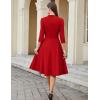 imageHomRain Elegant Long Sleeve Church Dress for Women VNeck ALine Swing Cocktail Causal Dress with PocketsRed