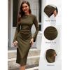 imageHomRain Womens Crew Neck Bodycon Dresses for 2025 Fall Ribbed Knit Midi Fashion Date Party Cocktail DressArmy Green