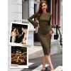 imageHomRain Womens Crew Neck Bodycon Dresses for 2025 Fall Ribbed Knit Midi Fashion Date Party Cocktail DressArmy Green