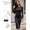 imageHomRain Womens Crew Neck Bodycon Dresses for 2025 Fall Ribbed Knit Midi Fashion Date Party Cocktail DressBlack