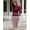 imageHomRain Womens Crew Neck Bodycon Dresses for 2025 Fall Ribbed Knit Midi Fashion Date Party Cocktail DressBurgundy