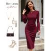 imageHomRain Womens Crew Neck Bodycon Dresses for 2025 Fall Ribbed Knit Midi Fashion Date Party Cocktail DressBurgundy