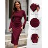 imageHomRain Womens Crew Neck Bodycon Dresses for 2025 Fall Ribbed Knit Midi Fashion Date Party Cocktail DressBurgundy