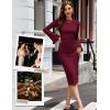 imageHomRain Womens Crew Neck Bodycon Dresses for 2025 Fall Ribbed Knit Midi Fashion Date Party Cocktail DressBurgundy