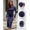 imageHomRain Womens Crew Neck Bodycon Dresses for 2025 Fall Ribbed Knit Midi Fashion Date Party Cocktail DressNavy