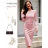 imageHomRain Womens Crew Neck Bodycon Dresses for 2025 Fall Ribbed Knit Midi Fashion Date Party Cocktail DressPink