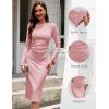 imageHomRain Womens Crew Neck Bodycon Dresses for 2025 Fall Ribbed Knit Midi Fashion Date Party Cocktail DressPink