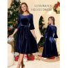 imageHomRain Womens Church Dresses for 2025 Wedding Guest Cocktail Tea Party Bell Sleeve Vintage Evening Graduation DressVelvetnavy