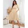 imageHomRain Womens Fit and Flare Midi Dress34 Sleeve Modest Church Dress Classy Causal Work Dresses with PocketsChampagne
