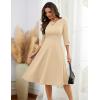 imageHomRain Womens Fit and Flare Midi Dress34 Sleeve Modest Church Dress Classy Causal Work Dresses with PocketsChampagne