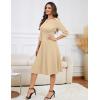 imageHomRain Womens Fit and Flare Midi Dress34 Sleeve Modest Church Dress Classy Causal Work Dresses with PocketsChampagne
