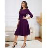 imageHomRain Womens Fit and Flare Midi Dress34 Sleeve Modest Church Dress Classy Causal Work Dresses with PocketsGrape