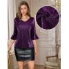 imageHomRain Womens Ruffle 34 Sleeve Sparkle Top Blouses Casual Shirts VNeck Glitter Night Out Tops for Elegant EveningGrape