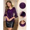 imageHomRain Womens Ruffle 34 Sleeve Sparkle Top Blouses Casual Shirts VNeck Glitter Night Out Tops for Elegant EveningGrape