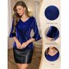 imageHomRain Womens Ruffle 34 Sleeve Sparkle Top Blouses Casual Shirts VNeck Glitter Night Out Tops for Elegant EveningNavy