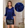 imageHomRain Womens Ruffle 34 Sleeve Sparkle Top Blouses Casual Shirts VNeck Glitter Night Out Tops for Elegant EveningNavy