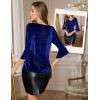 imageHomRain Womens Ruffle 34 Sleeve Sparkle Top Blouses Casual Shirts VNeck Glitter Night Out Tops for Elegant EveningNavy